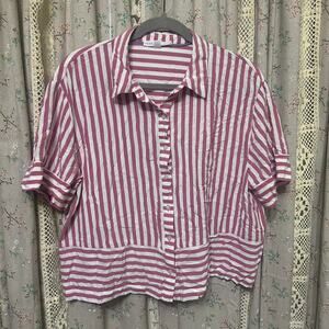 Anthropologie Jane & Delancey Mauve and White Stripes Size XL